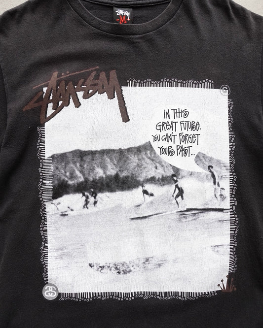 00s Stussy Old Surf Photo T-Shirt Black