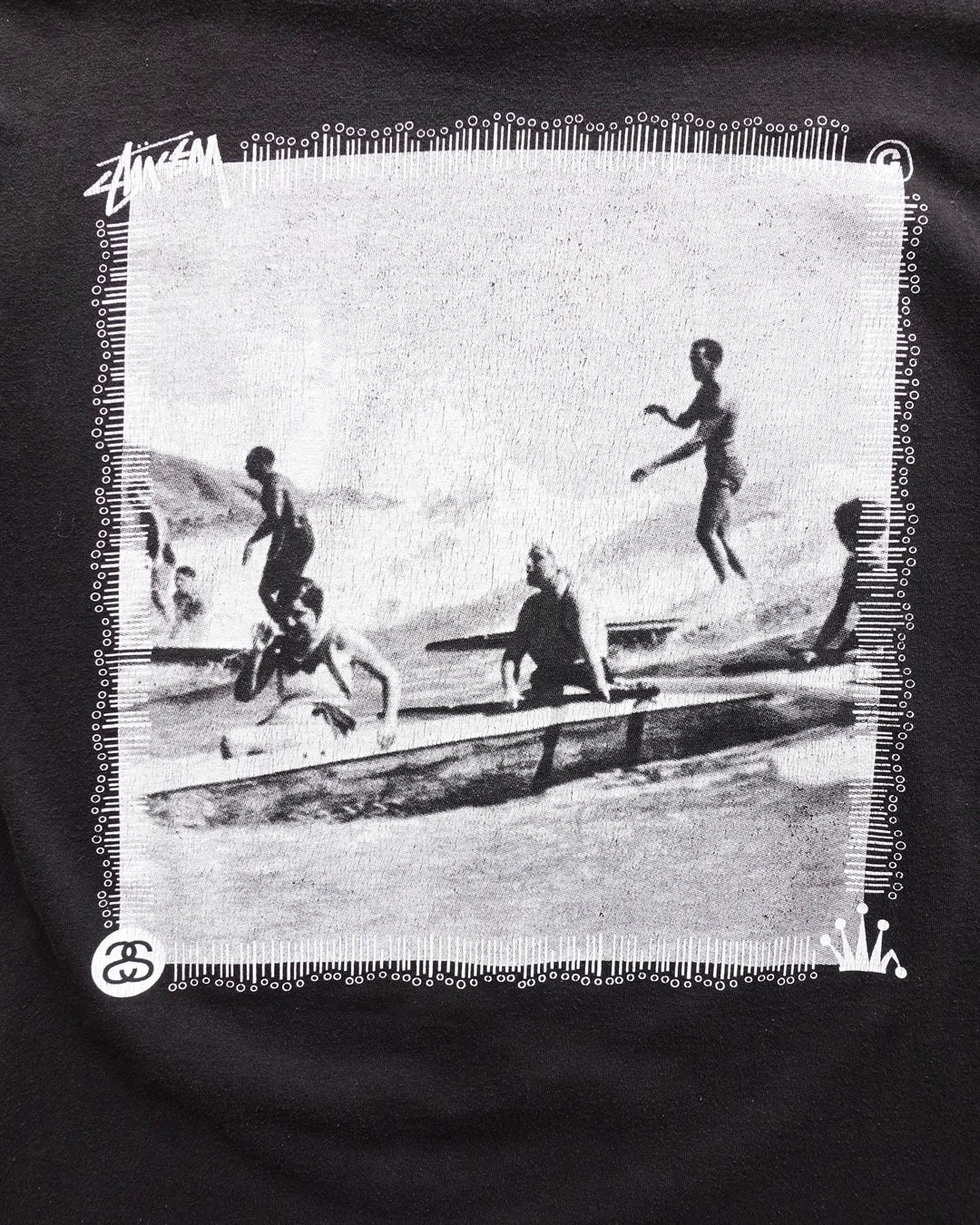 00s Stussy Old Surf Photo T-Shirt Black