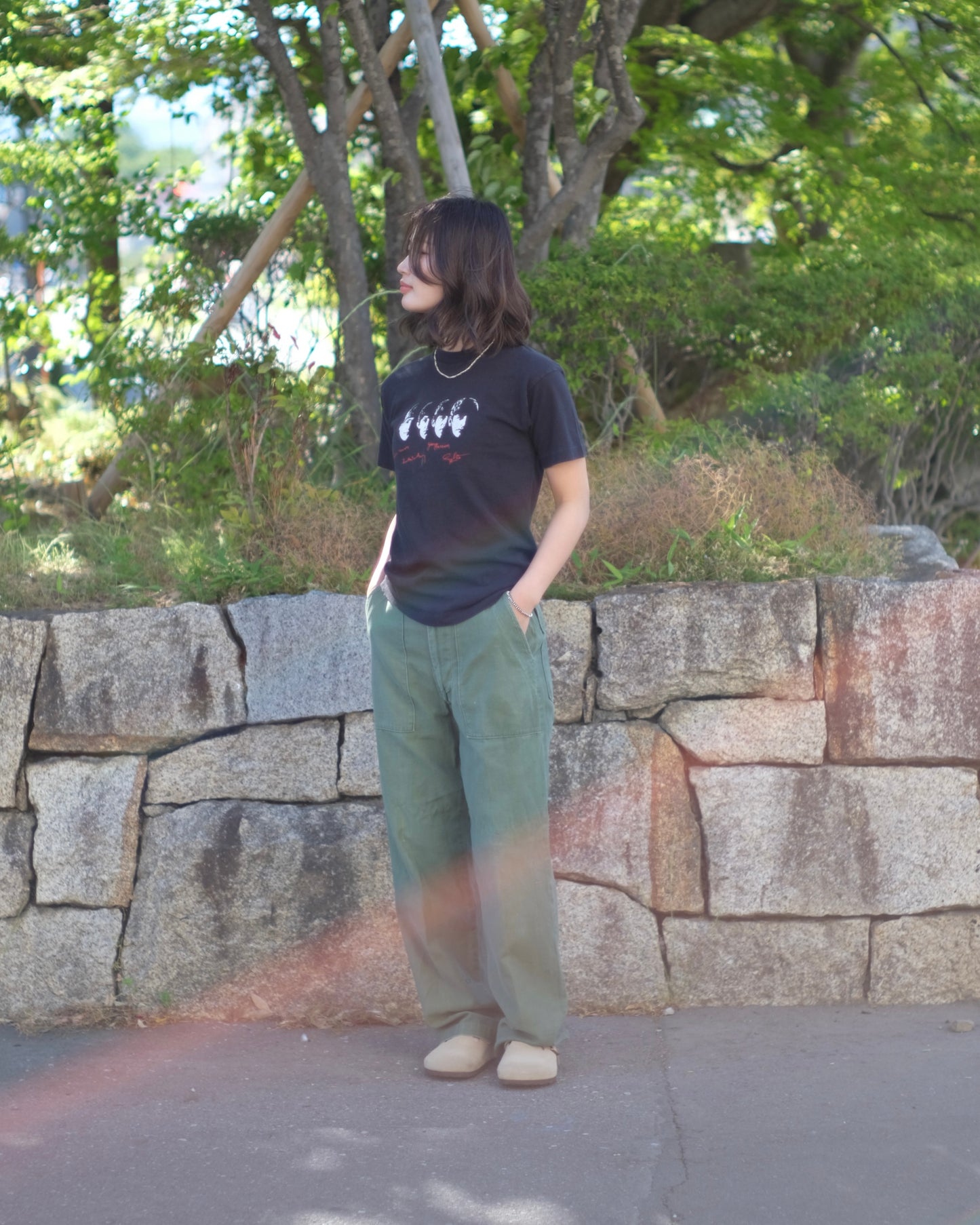 70s U.S.ARMY Baker Pants / Trousers Men's Cotton Sateen OG-107