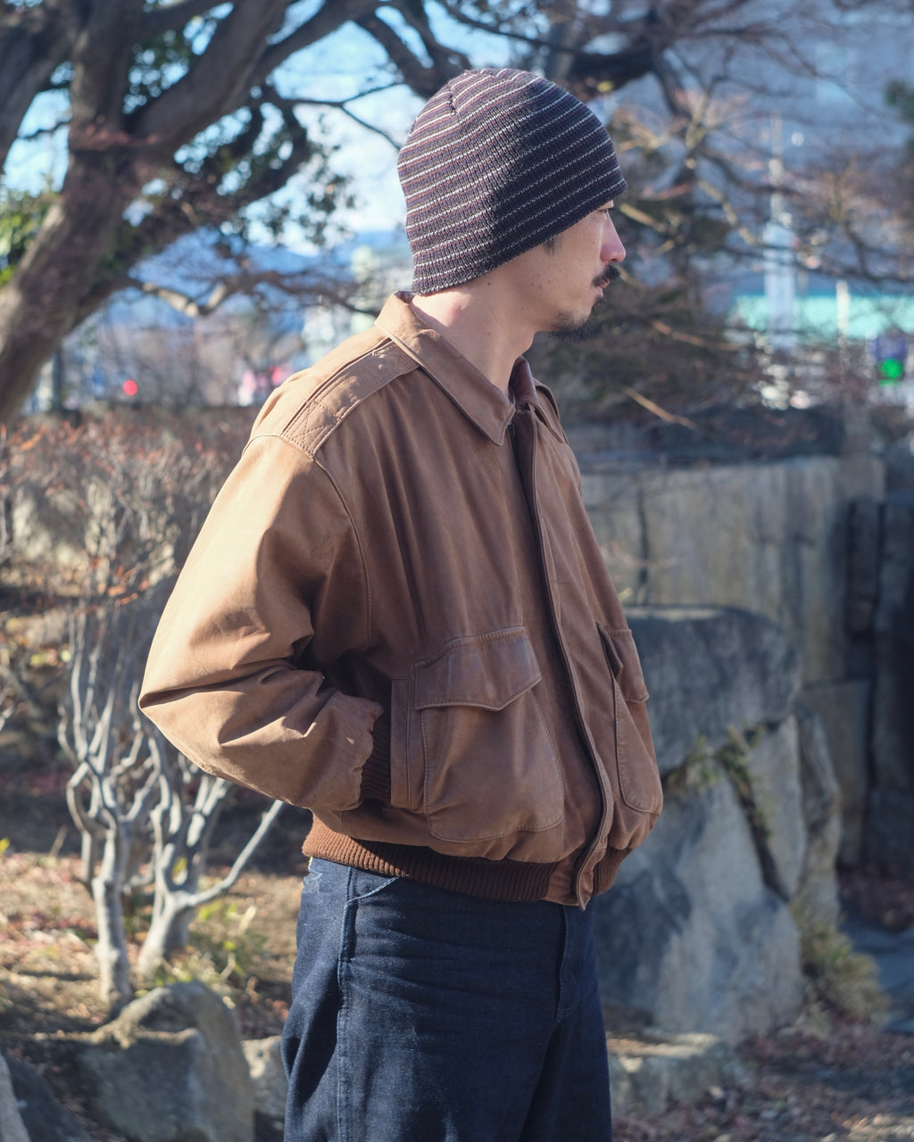 70~80s Brown Leather Jacket