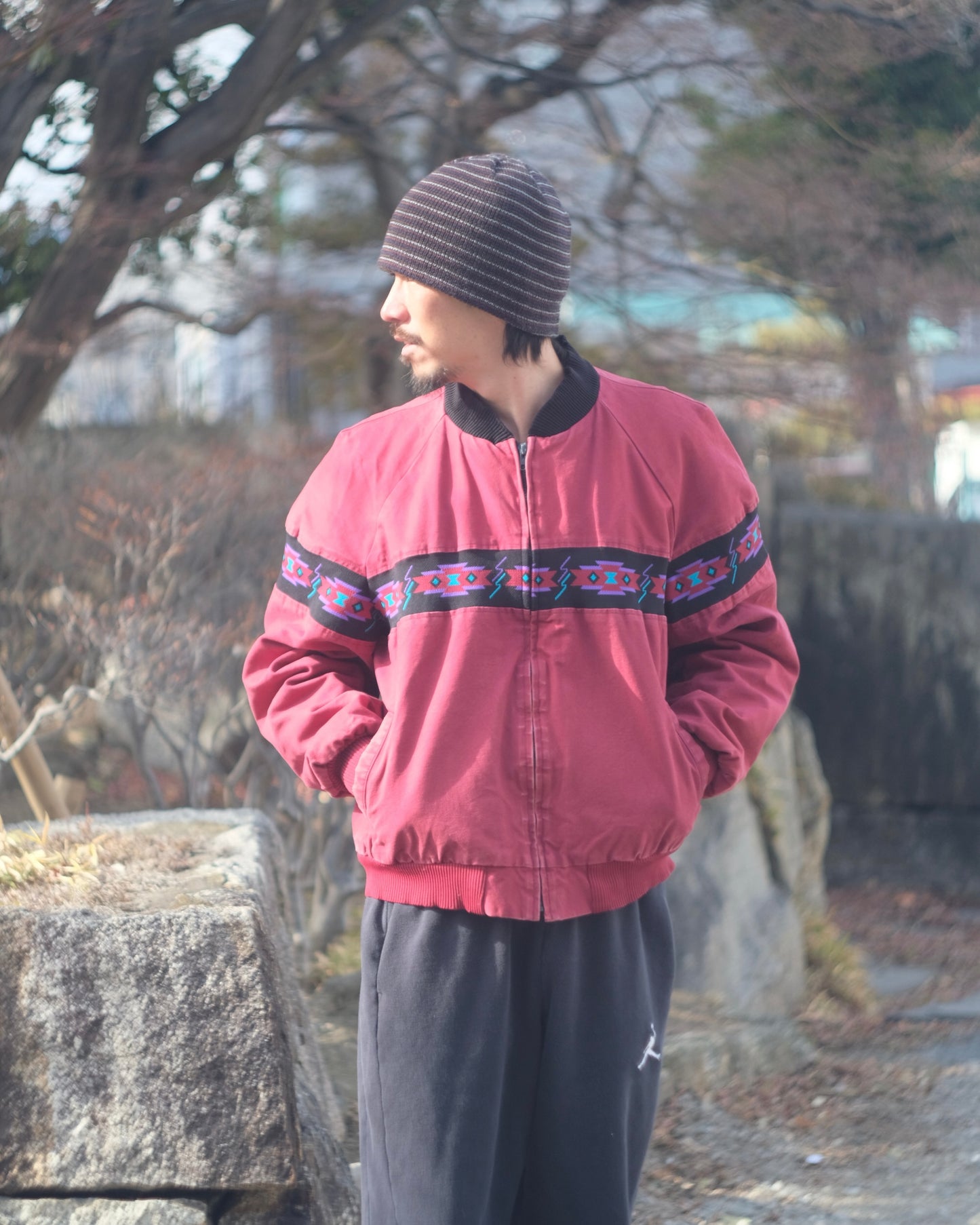 90s DAVIS JAMES Native Pattern Jacket