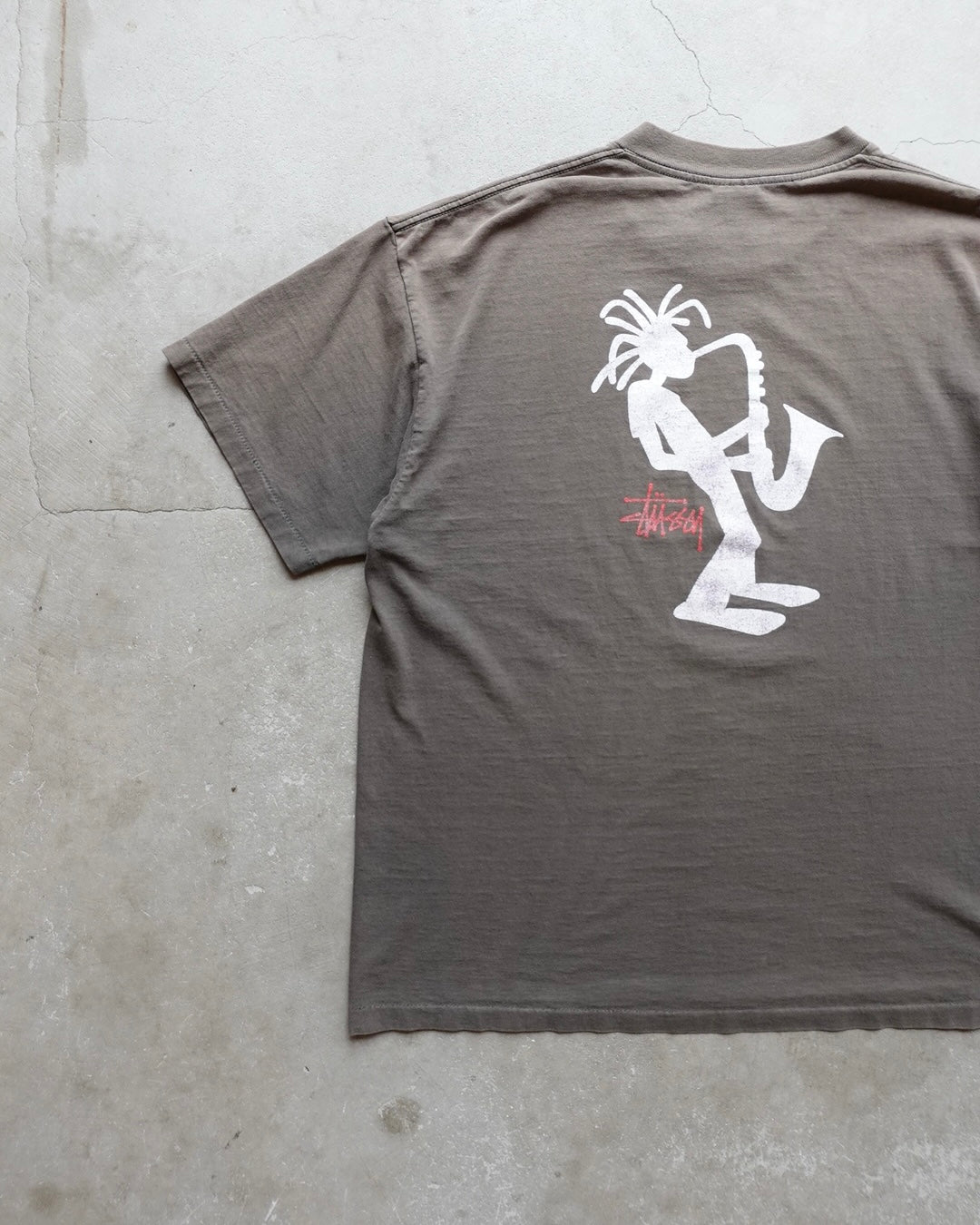 90s Stussy Saxophone Man Pigment Dyed T-Shirt / Made in USA