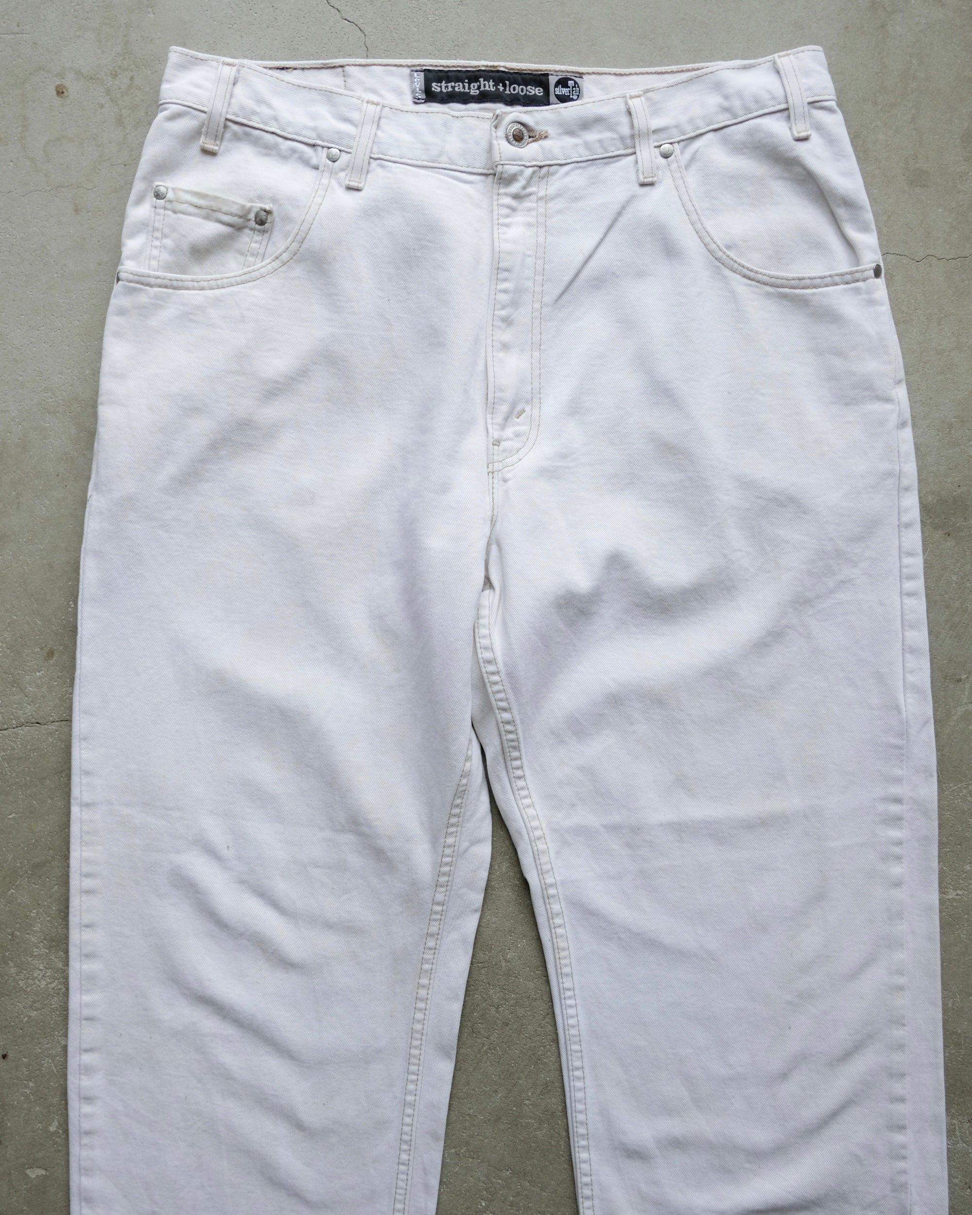 90s Levi's Silver Tab Straight + Loose White Denim / Made in USA