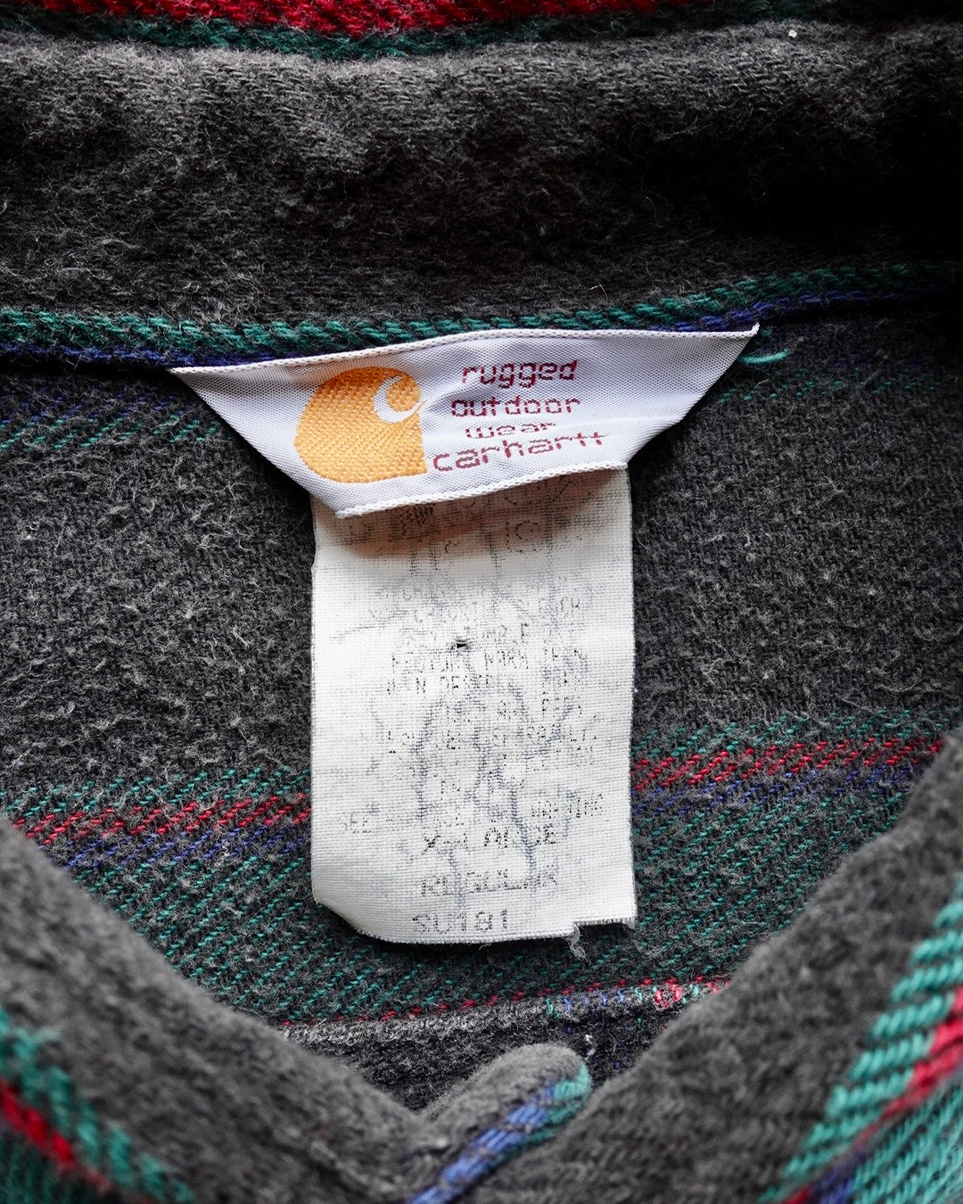 90s Carhartt Stripe Heavy Nel Shirt / Made in USA